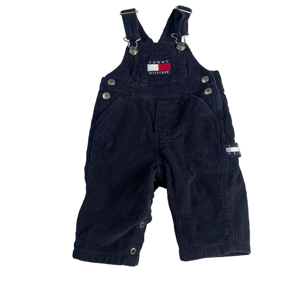 Vtg Tommy Hilfiger Kids baby Corduroy Overalls Navy Blue 3-6 months 90s y2k
